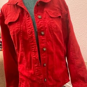 Red jean jacket